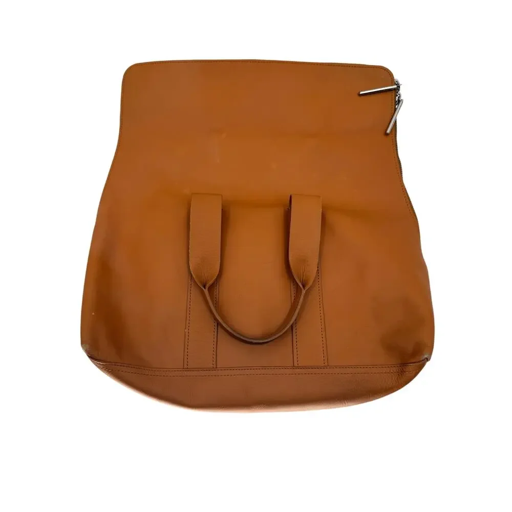 3.1 Phillip Lim 31 Hour Camel Calfskin Leather Fold Over Tote Bag Women's OS